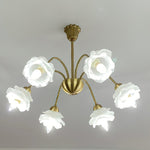 Retro Brass Glass Chandelier for Dining Room and Living Room