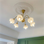 Retro Brass Glass Chandelier for Dining Room and Living Room