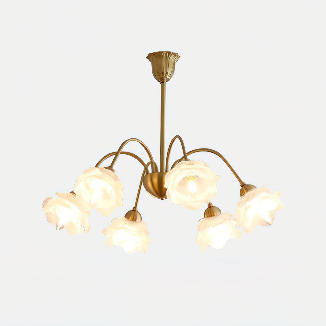 Retro Brass Glass Chandelier for Dining Room and Living Room