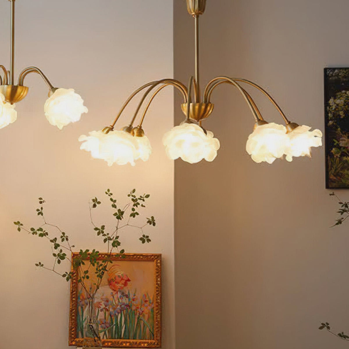 Retro Brass Glass Chandelier for Dining Room and Living Room