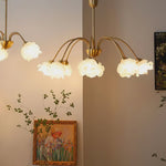 Retro Brass Glass Chandelier for Dining Room and Living Room