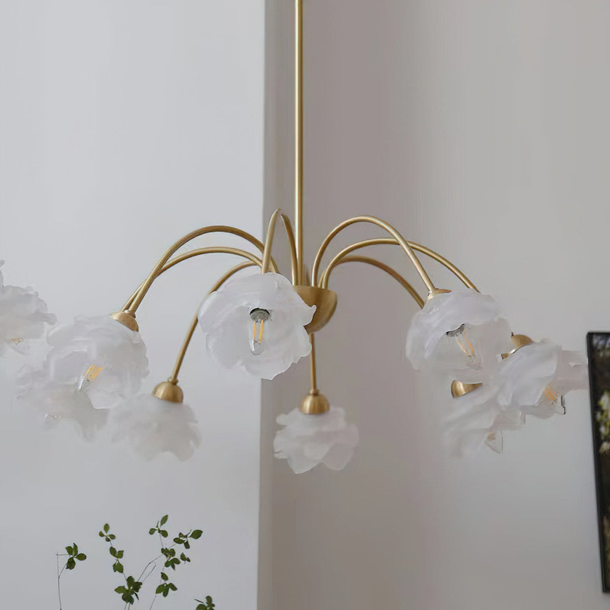 Retro Brass Glass Chandelier for Dining Room and Living Room