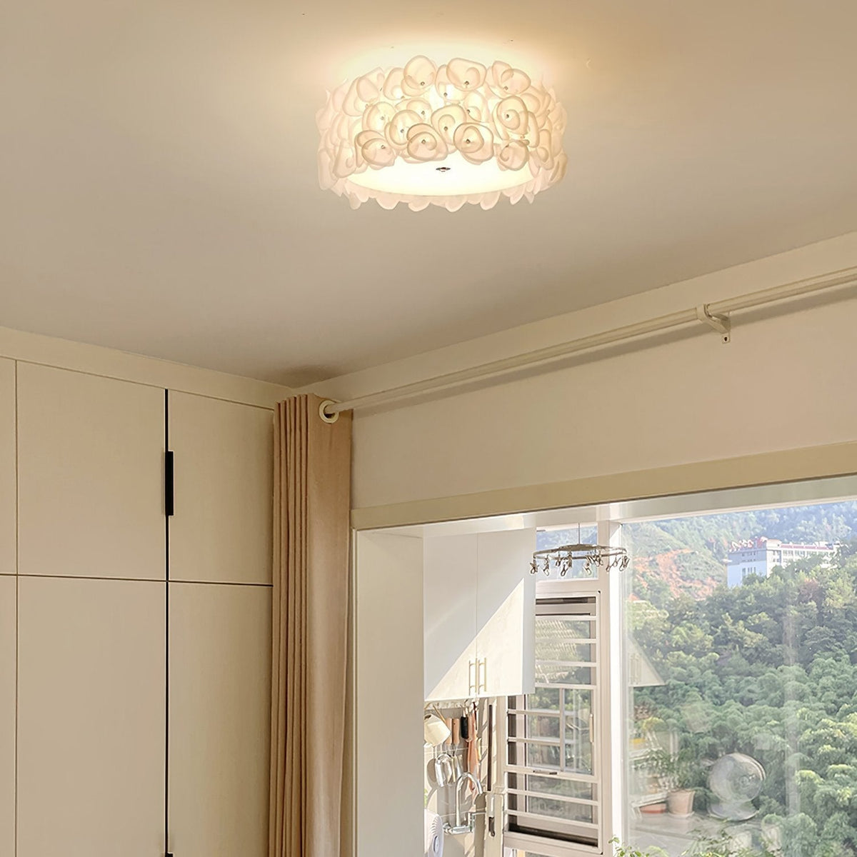 Luxury Rose Hydrangea Ceiling Light - Modern Floral LED Chandelier for Bedroom, Living Room, Dining Room
