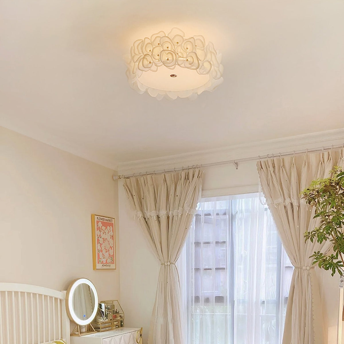 Luxury Rose Hydrangea Ceiling Light - Modern Floral LED Chandelier for Bedroom, Living Room, Dining Room