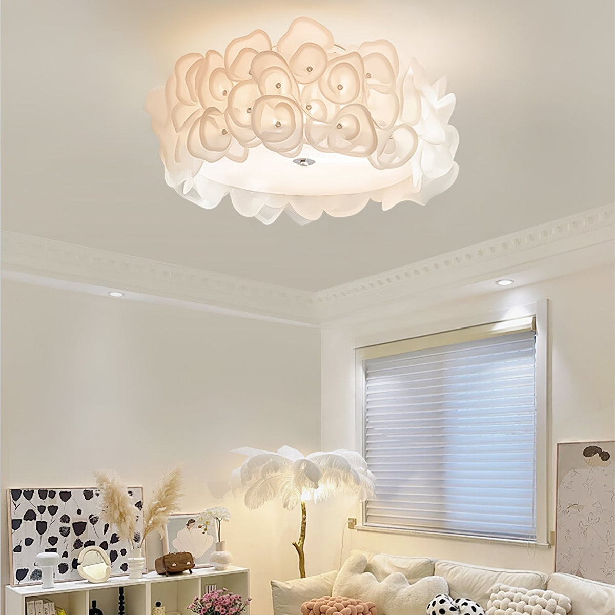 Luxury Rose Hydrangea Ceiling Light - Modern Floral LED Chandelier for Bedroom, Living Room, Dining Room