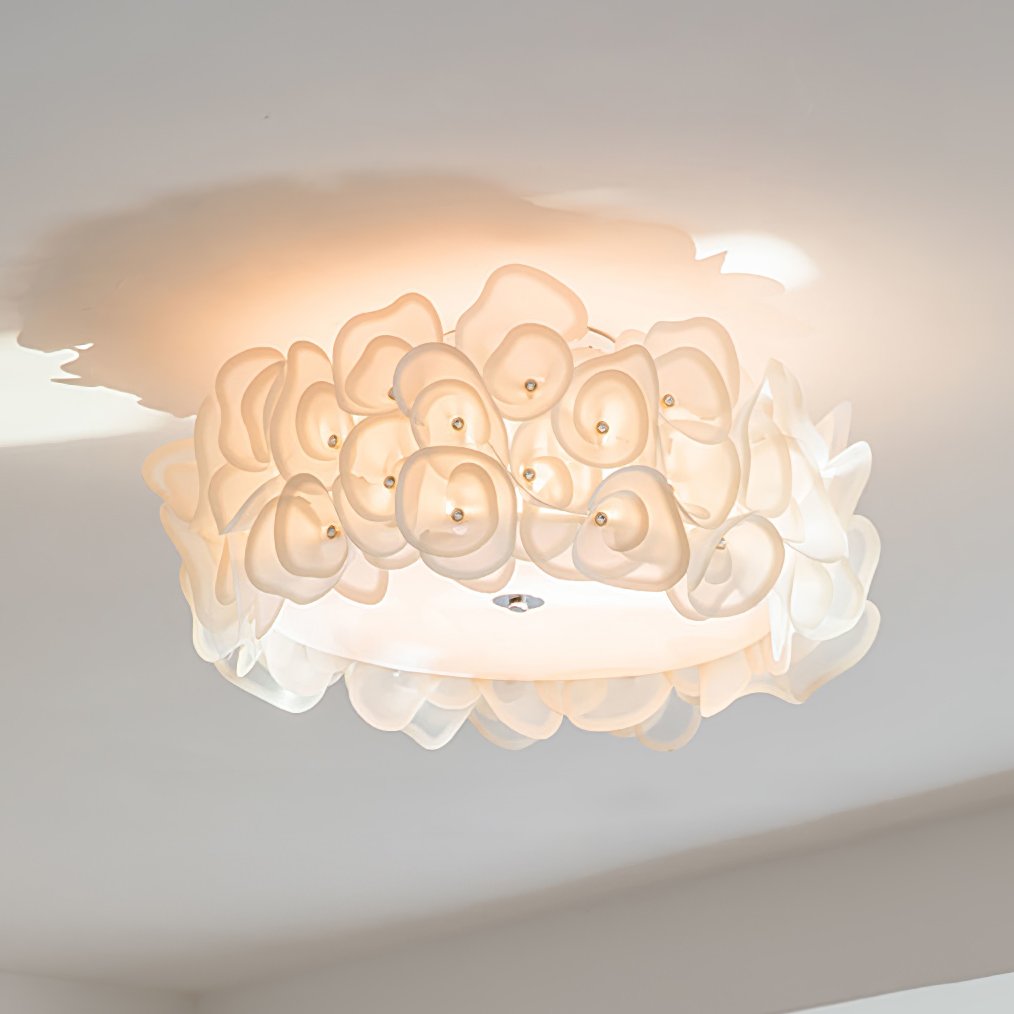 Luxury Rose Hydrangea Ceiling Light - Modern Floral LED Chandelier for Bedroom, Living Room, Dining Room