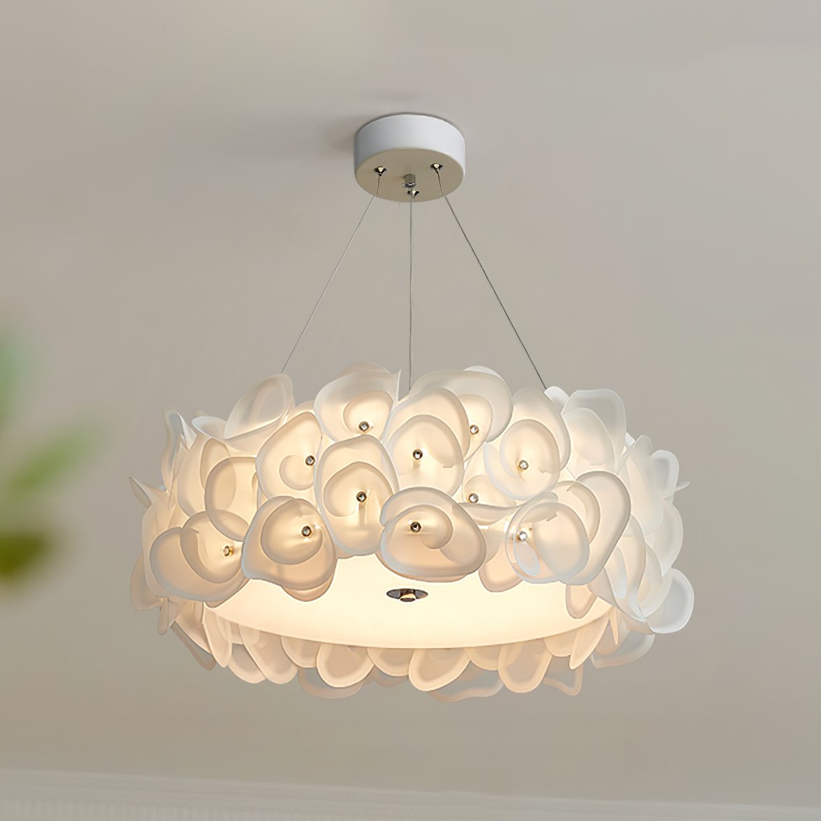 Handcrafted Metal Rose Hydrangea Chandelier for Living Room, Bedroom, and Dining Room