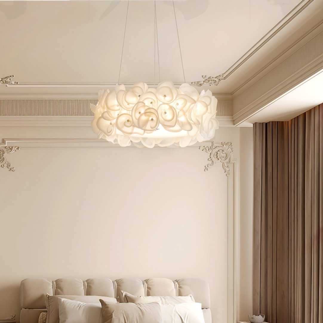 Handcrafted Metal Rose Hydrangea Chandelier for Living Room, Bedroom, and Dining Room