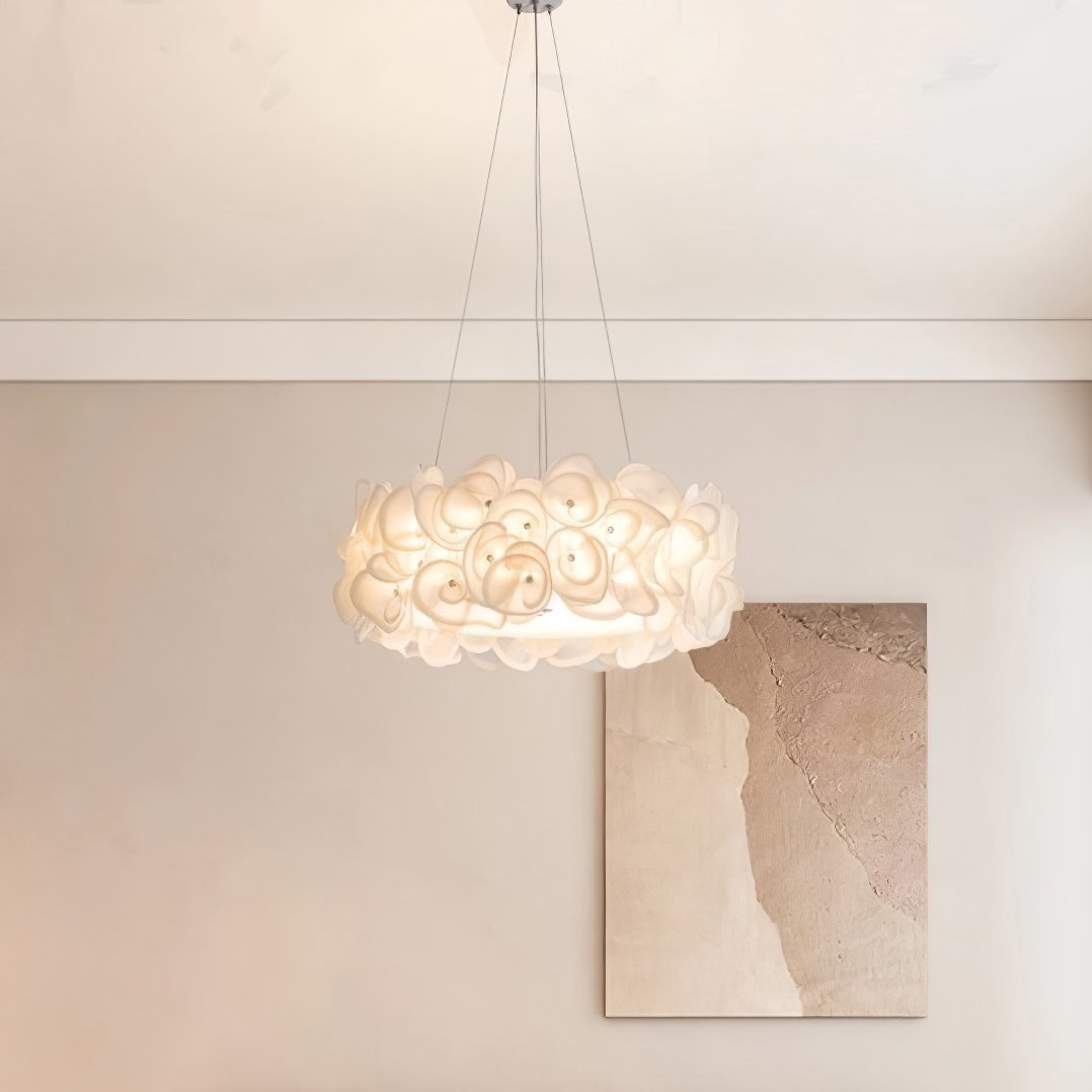 Handcrafted Metal Rose Hydrangea Chandelier for Living Room, Bedroom, and Dining Room