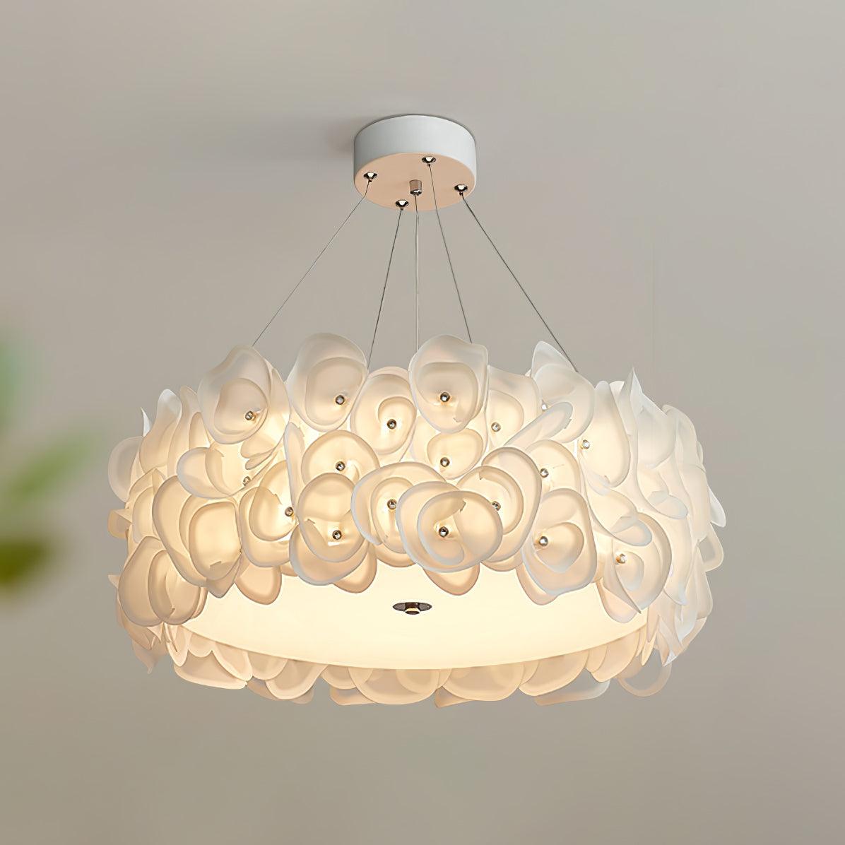Handcrafted Metal Rose Hydrangea Chandelier for Living Room, Bedroom, and Dining Room