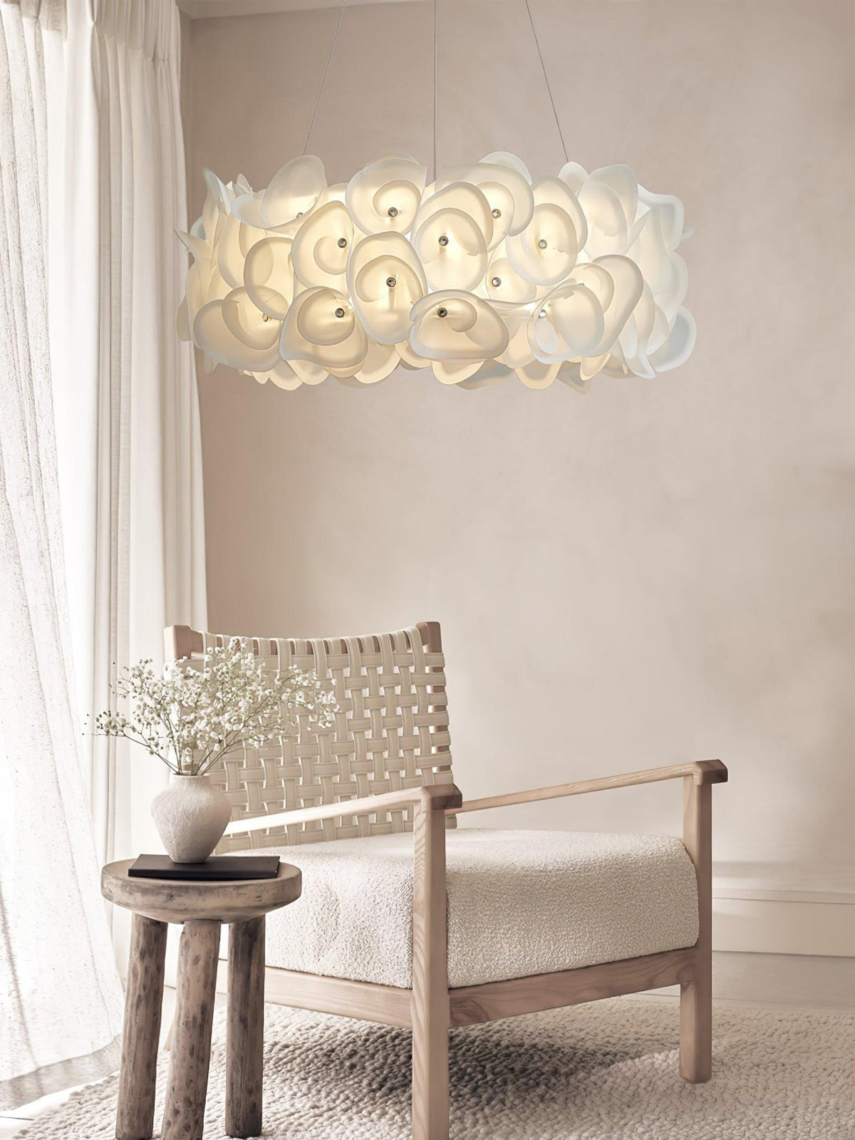 Handcrafted Metal Rose Hydrangea Chandelier for Living Room, Bedroom, and Dining Room