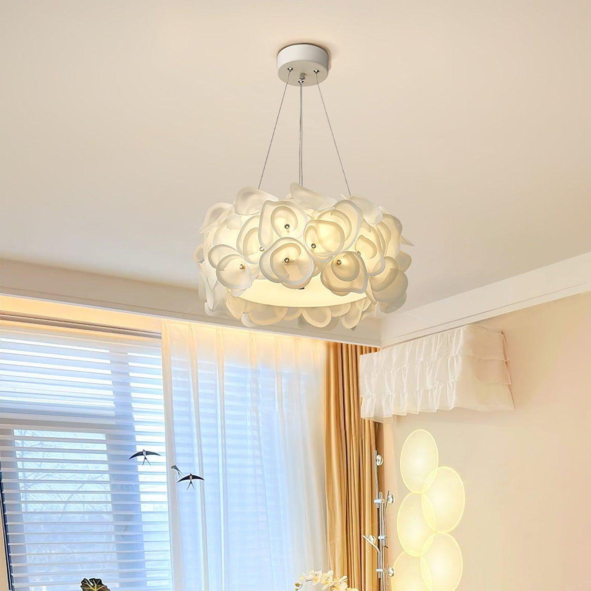 Handcrafted Metal Rose Hydrangea Chandelier for Living Room, Bedroom, and Dining Room