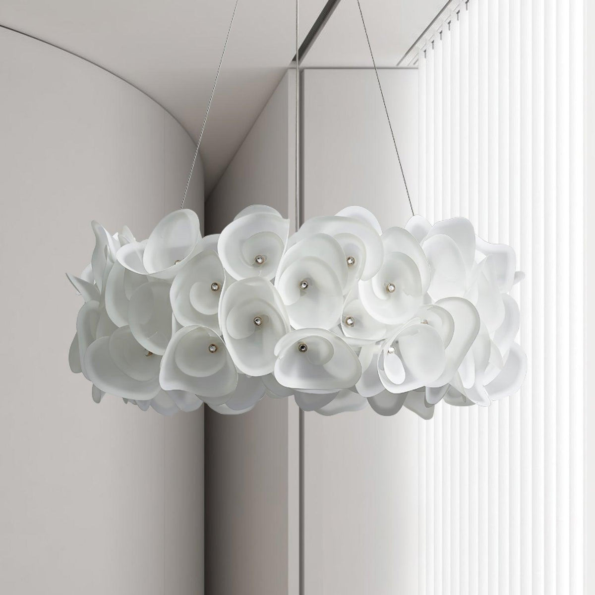 Handcrafted Metal Rose Hydrangea Chandelier for Living Room, Bedroom, and Dining Room