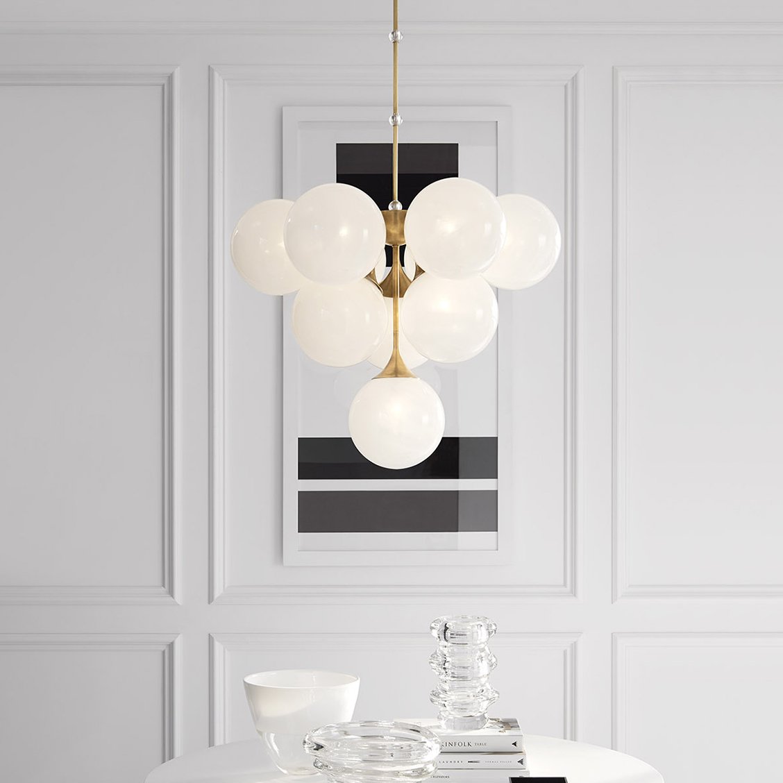 Rufus Chandelier 10-Light Modern Brass Crystal Glass Chandelier for Dining Room Living Room