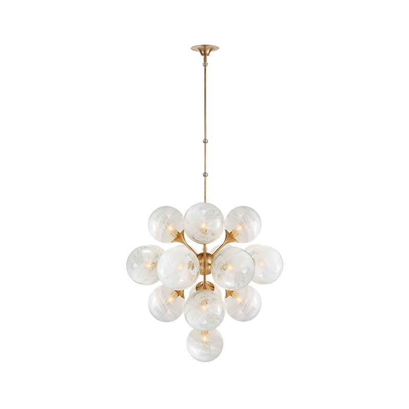 Rufus Chandelier 10-Light Modern Brass Crystal Glass Chandelier for Dining Room Living Room