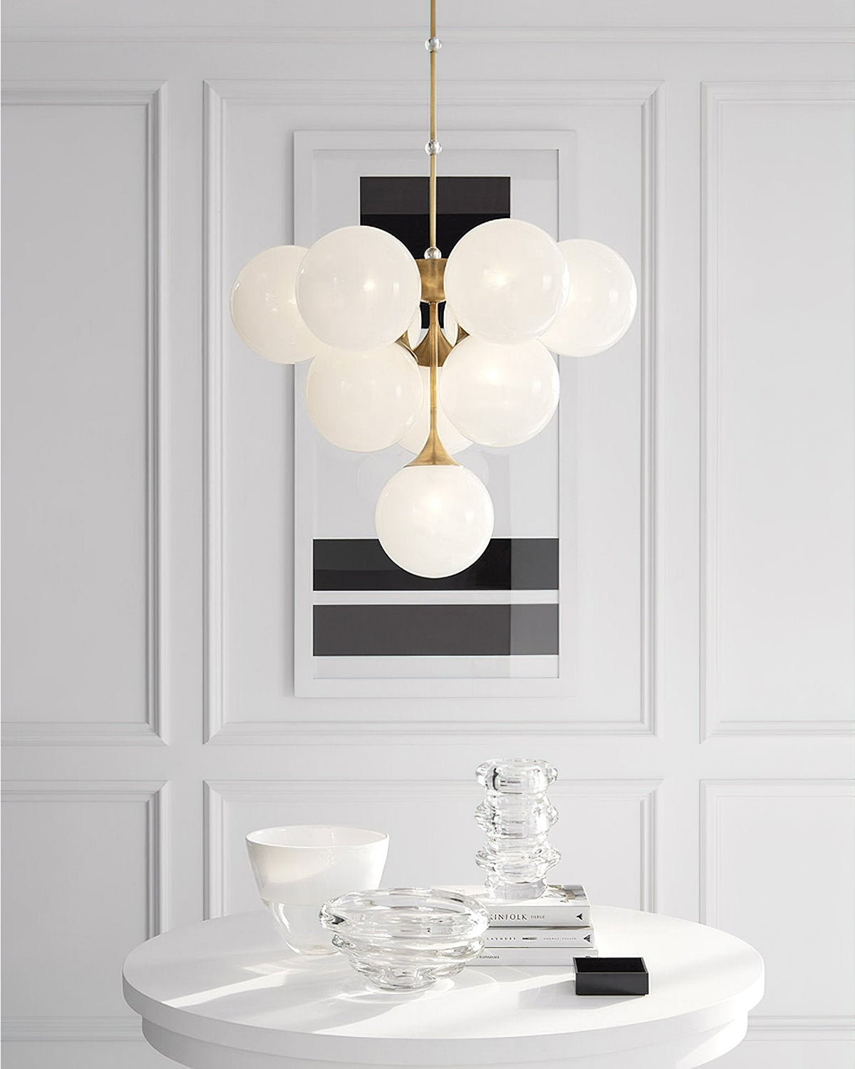 Rufus Chandelier 10-Light Modern Brass Crystal Glass Chandelier for Dining Room Living Room