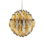 Spherical Murano Poliedri Amber Transparent Glass Chandelier