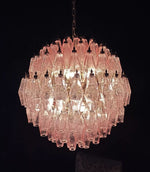 Spherical Murano Poliedri Pink Glass Chandelier