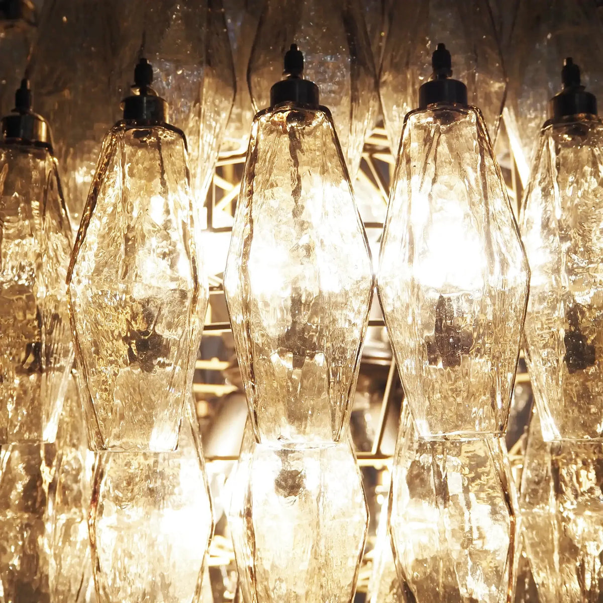 Spherical Murano Poliedri Smoked Glass Chandelier