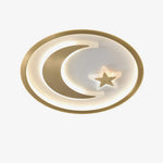 Luxury Star Moon LED Ceiling Lamp Modern Brass Chandelier for Bedroom Living Room