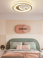 Luxury Star Moon LED Ceiling Lamp Modern Brass Chandelier for Bedroom Living Room