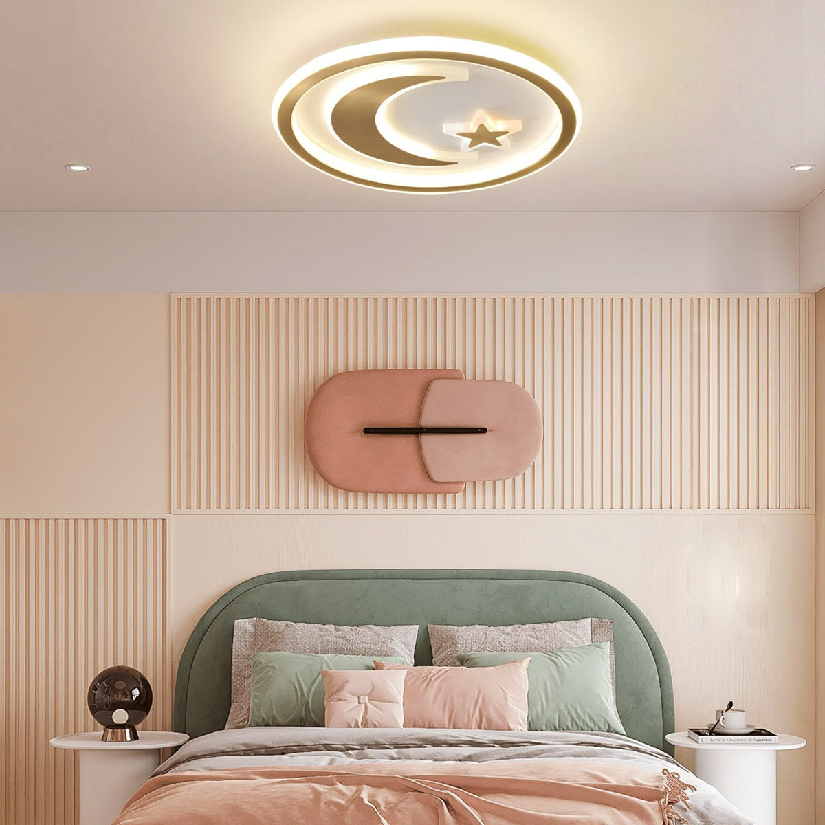 Luxury Star Moon LED Ceiling Lamp Modern Brass Chandelier for Bedroom Living Room