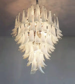 Stunning Murano White Glass Petals Chandelier