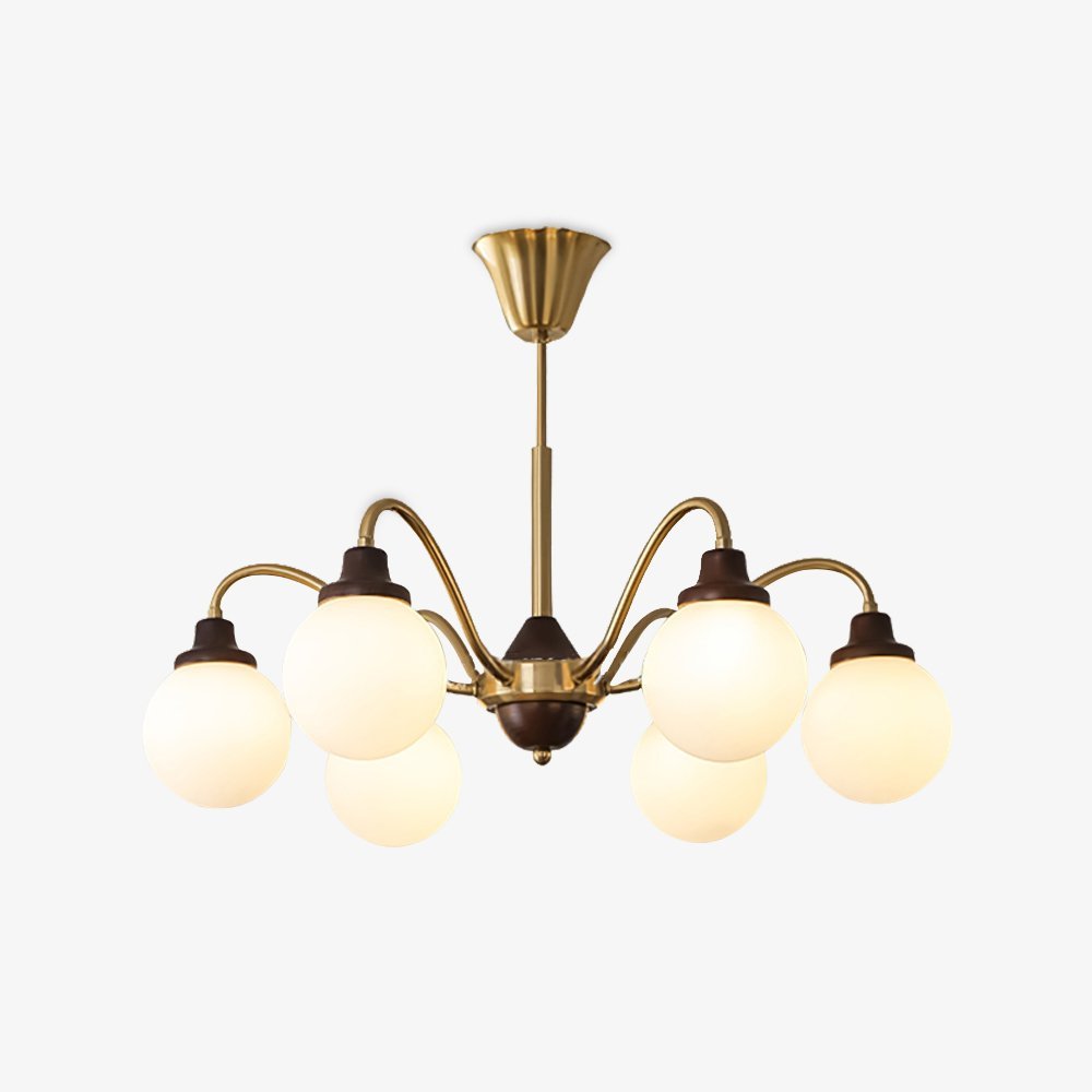 Tillary Retro Chandelier Walnut Mid-Century Modern Dining Room Lighting