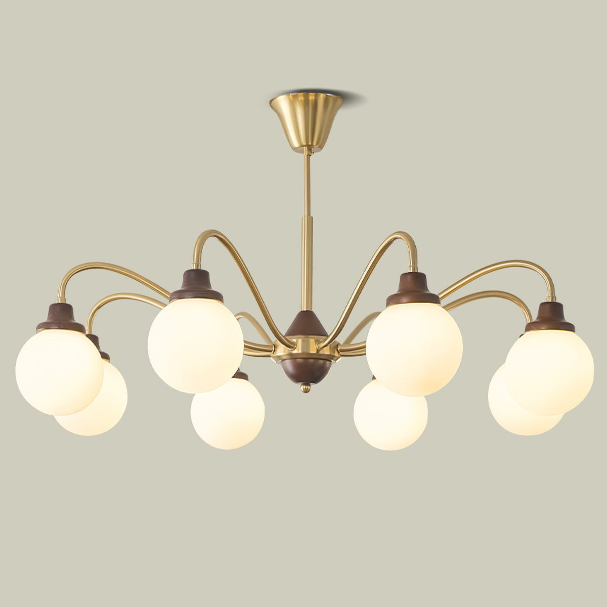 Tillary Retro Chandelier Walnut Mid-Century Modern Dining Room Lighting