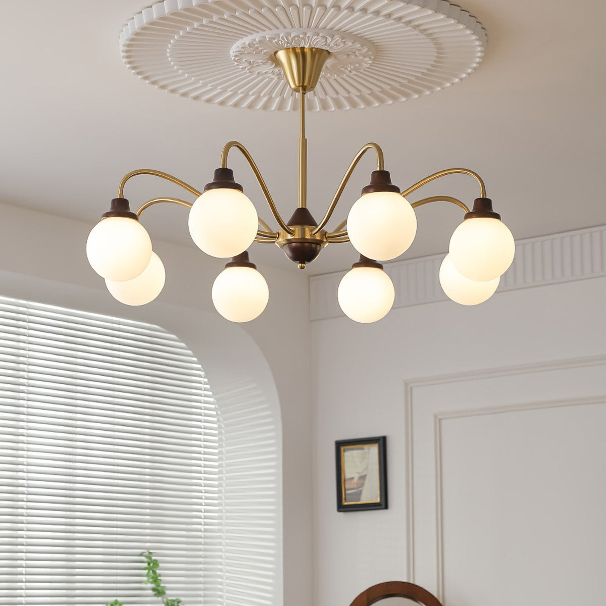Tillary Retro Chandelier Walnut Mid-Century Modern Dining Room Lighting