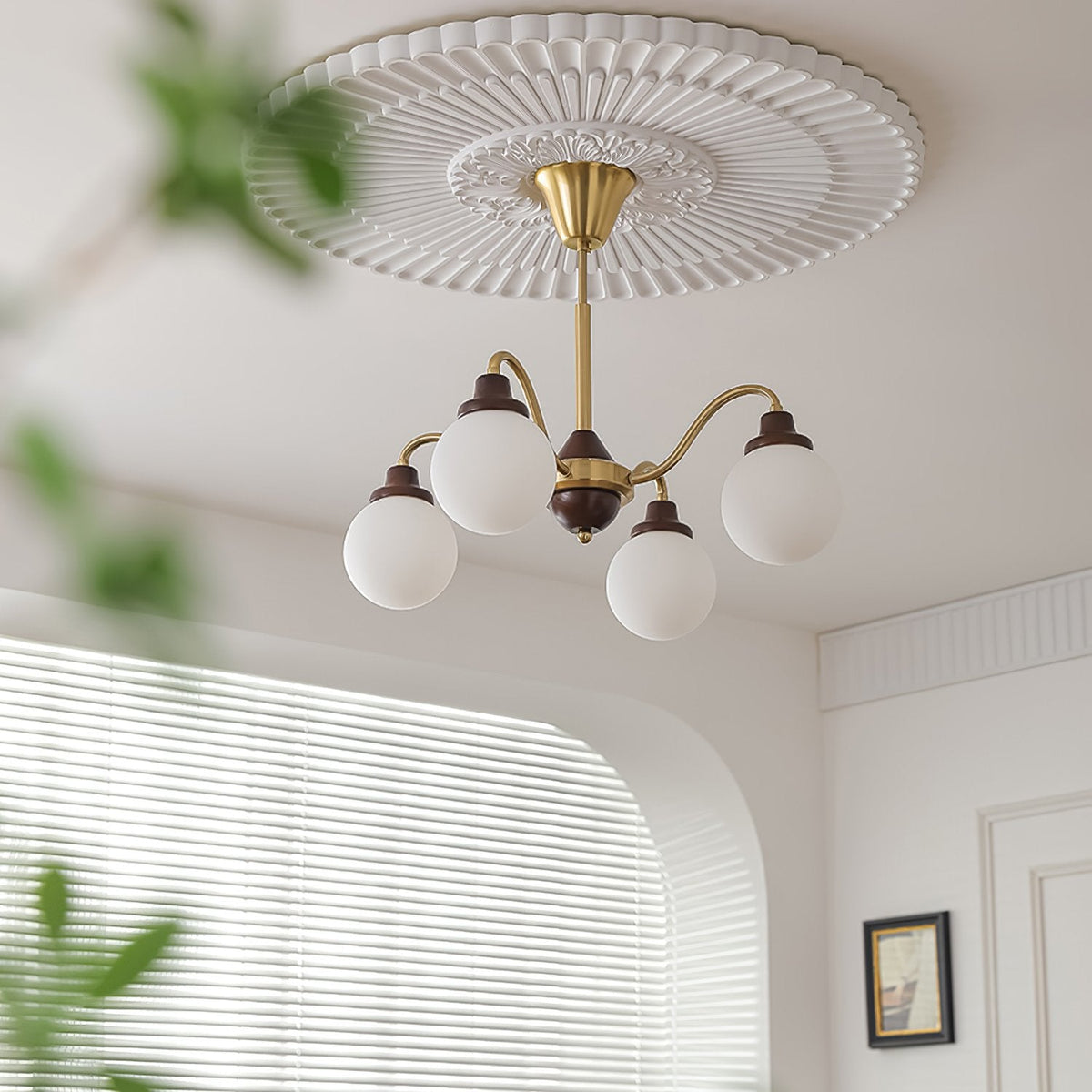 Tillary Retro Chandelier Walnut Mid-Century Modern Dining Room Lighting