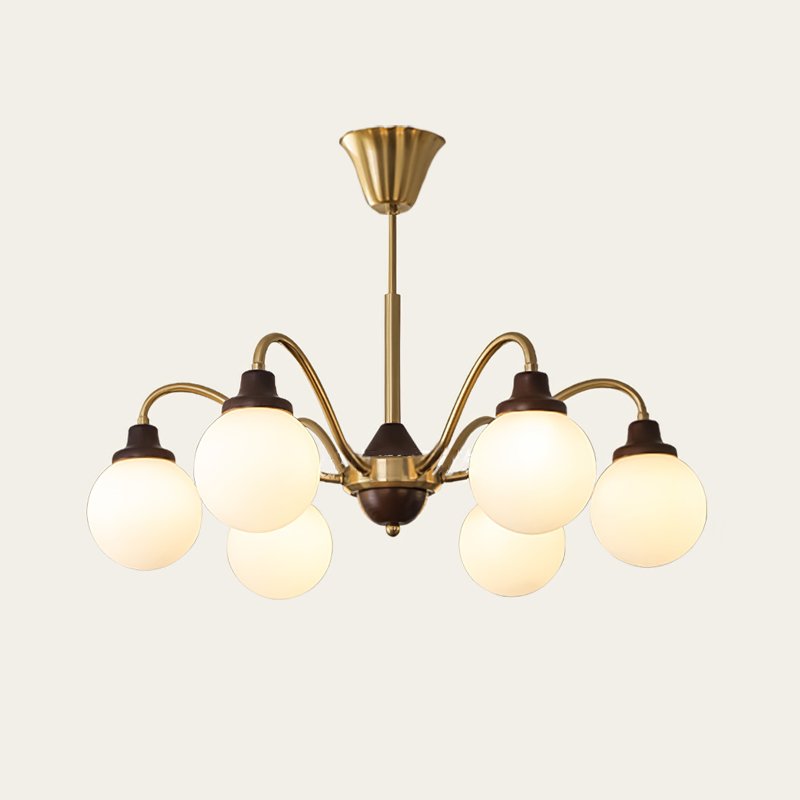Tillary Retro Chandelier Walnut Mid-Century Modern Dining Room Lighting