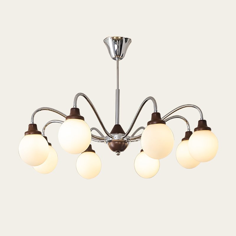 Tillary Retro Chandelier Walnut Mid-Century Modern Dining Room Lighting