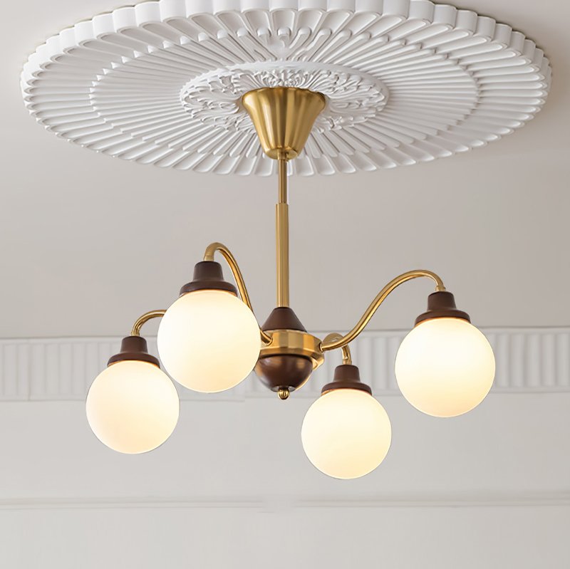 Tillary Retro Chandelier Walnut Mid-Century Modern Dining Room Lighting
