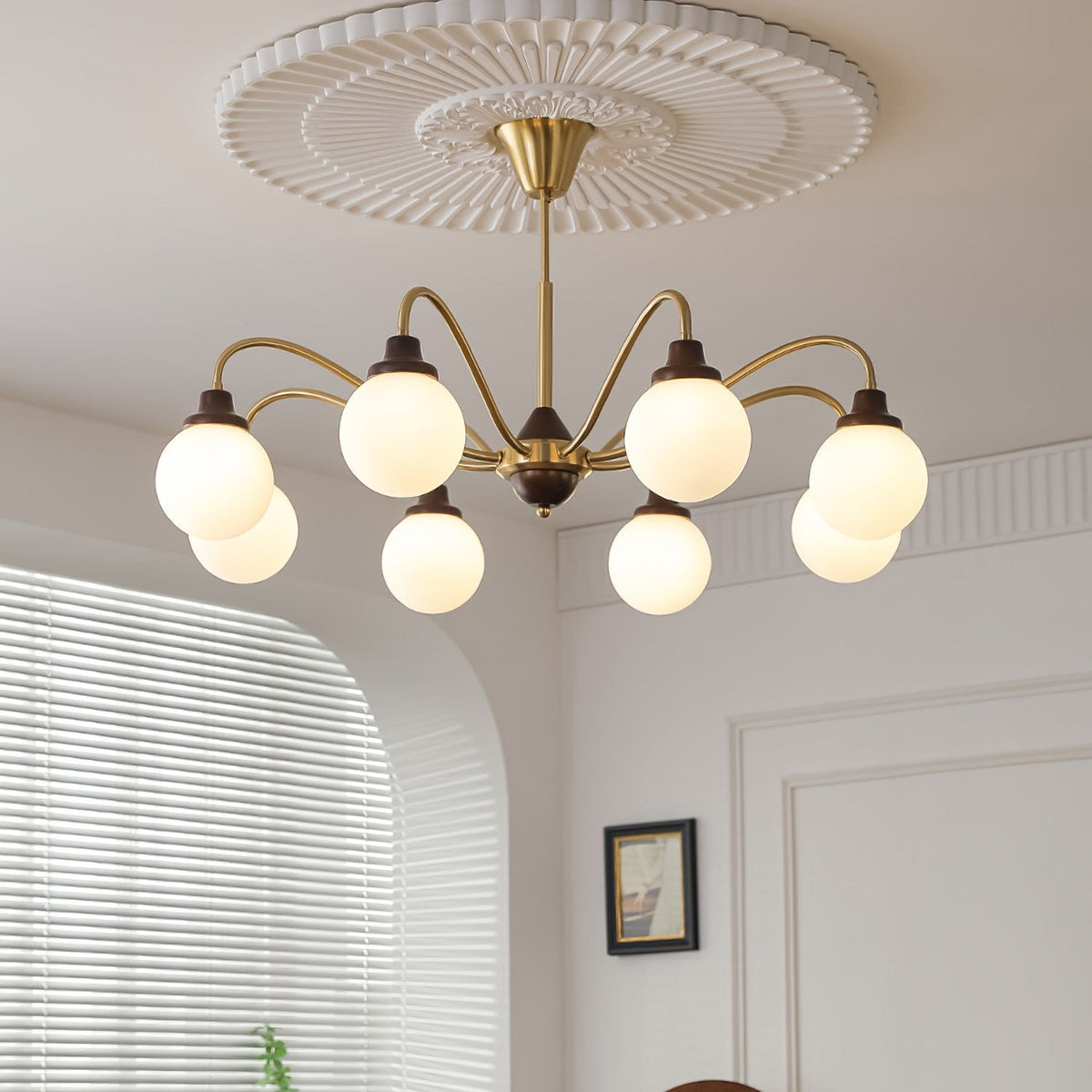 Tillary Retro Chandelier Walnut Mid-Century Modern Dining Room Lighting
