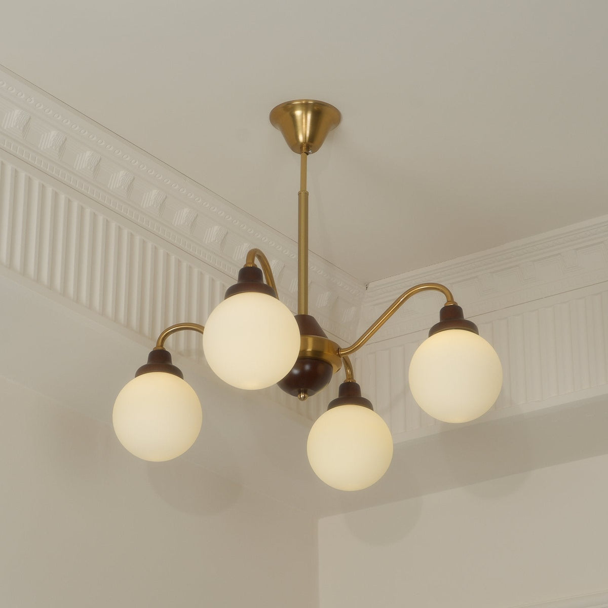 Tillary Retro Chandelier Walnut Mid-Century Modern Dining Room Lighting