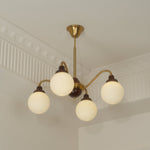 Tillary Retro Chandelier Walnut Mid-Century Modern Dining Room Lighting