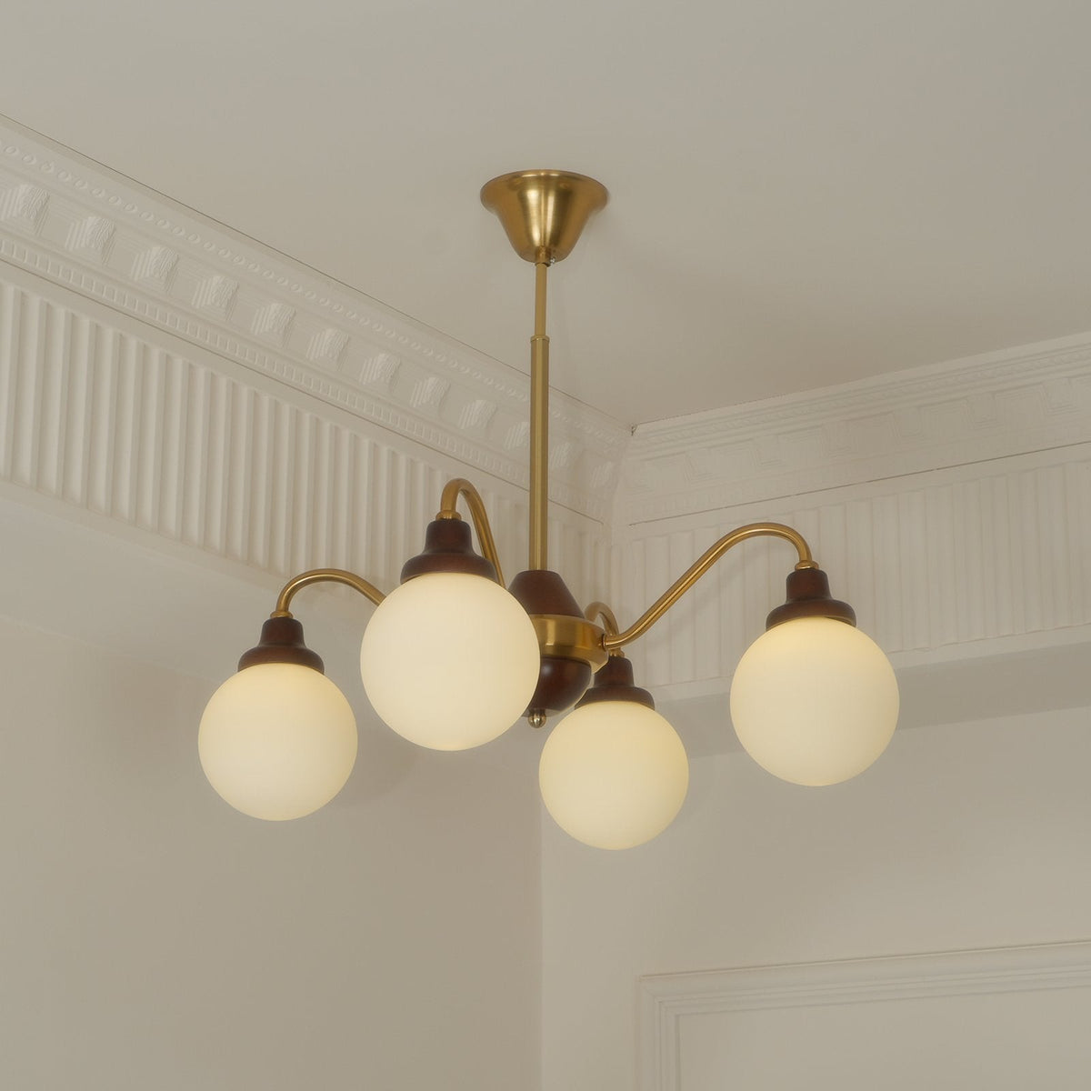 Tillary Retro Chandelier Walnut Mid-Century Modern Dining Room Lighting