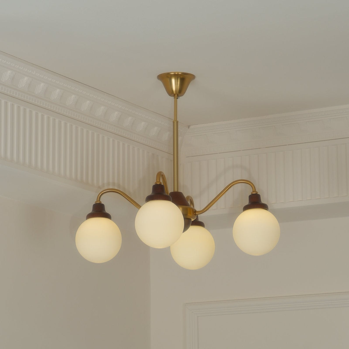 Tillary Retro Chandelier Walnut Mid-Century Modern Dining Room Lighting