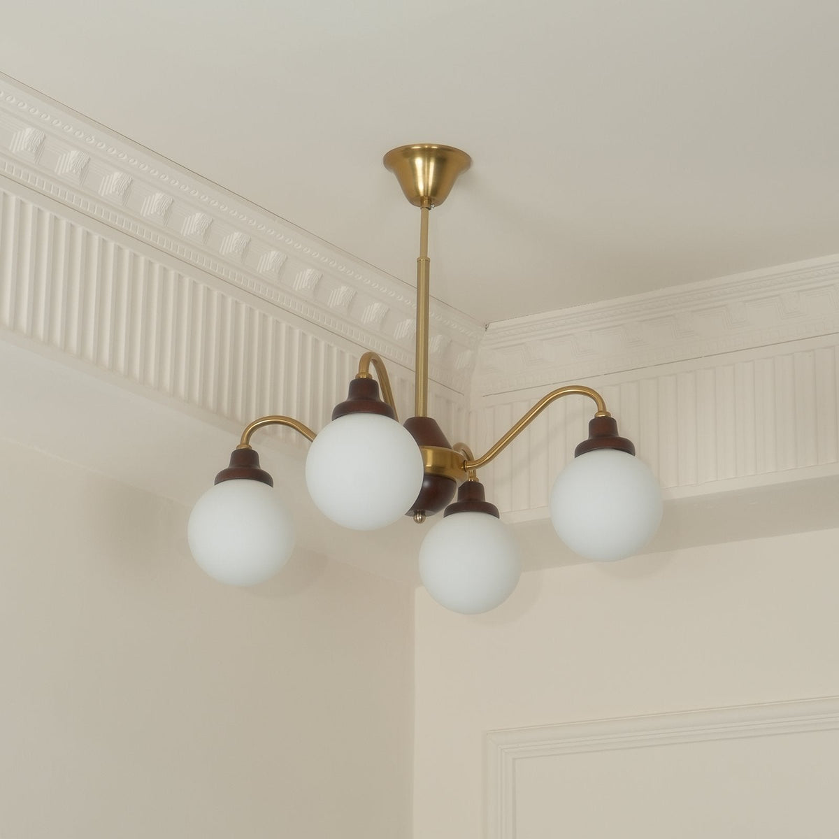 Tillary Retro Chandelier Walnut Mid-Century Modern Dining Room Lighting