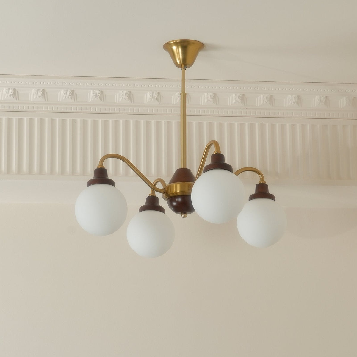 Tillary Retro Chandelier Walnut Mid-Century Modern Dining Room Lighting