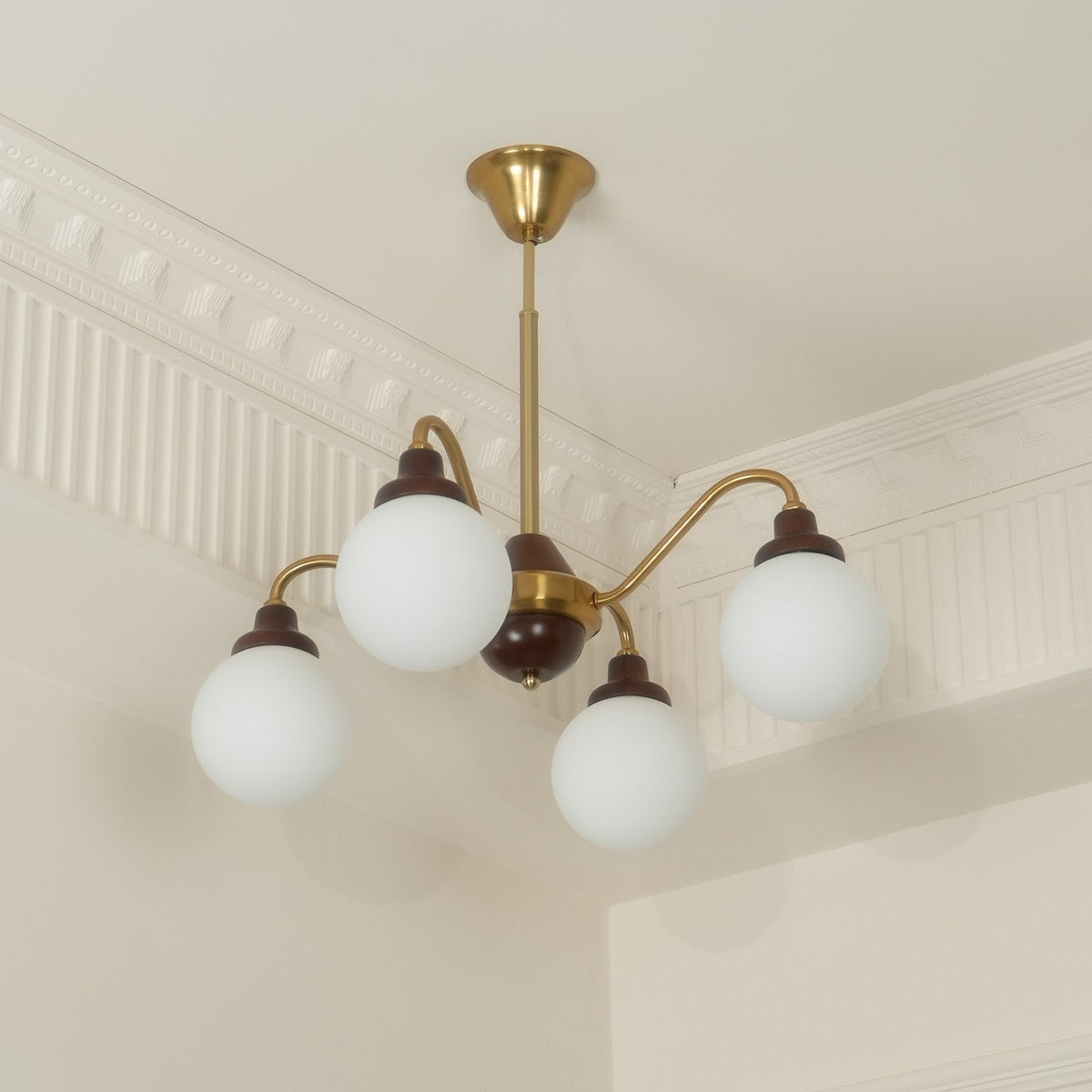 Tillary Retro Chandelier Walnut Mid-Century Modern Dining Room Lighting
