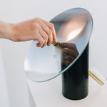 Modern Tinge Table Lamp - Brass & Glass Accent Lighting for Bedroom, Living Room
