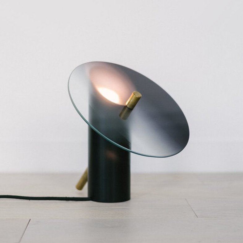 Modern Tinge Table Lamp - Brass & Glass Accent Lighting for Bedroom, Living Room