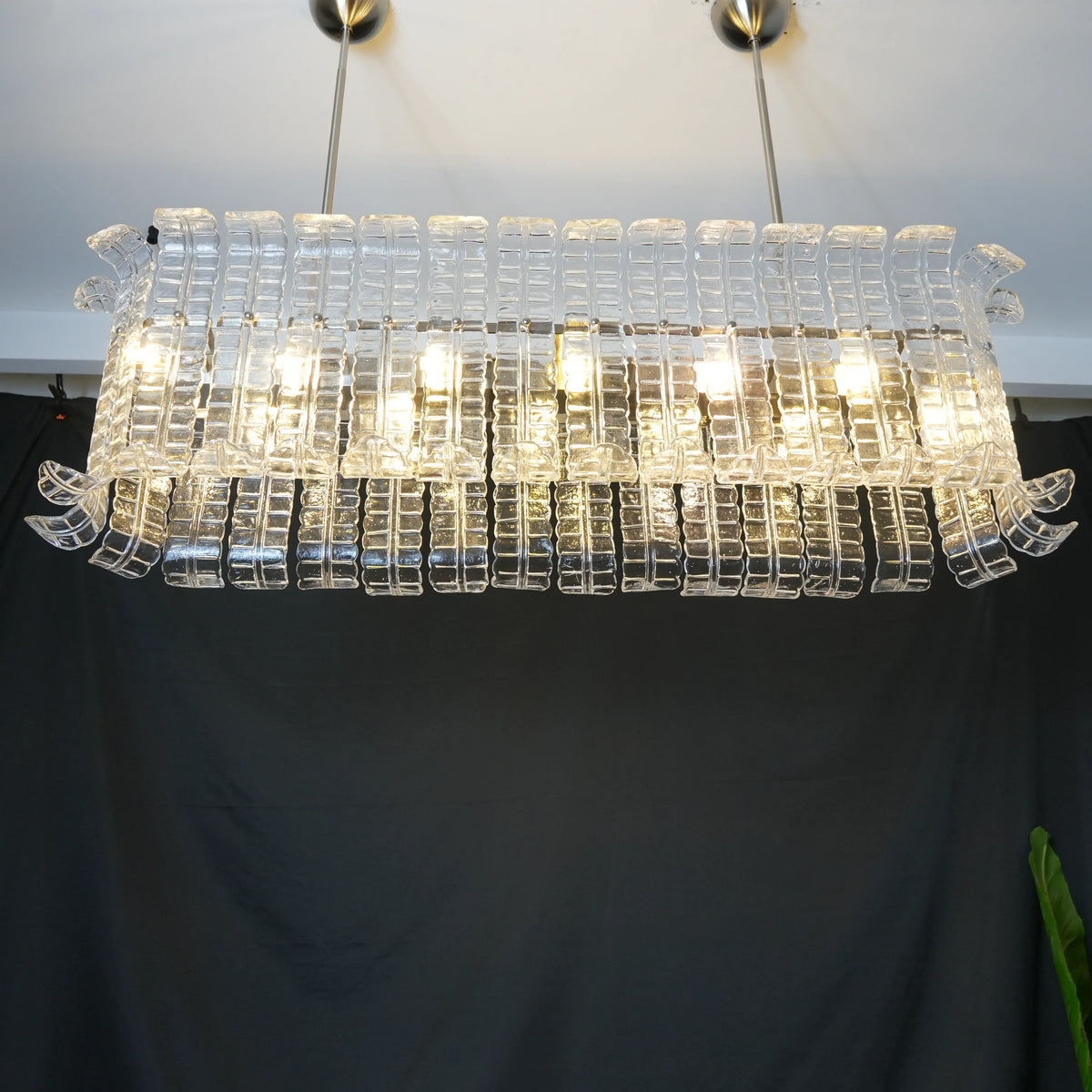 Transparent Murano Leaf Shaped Chandelier