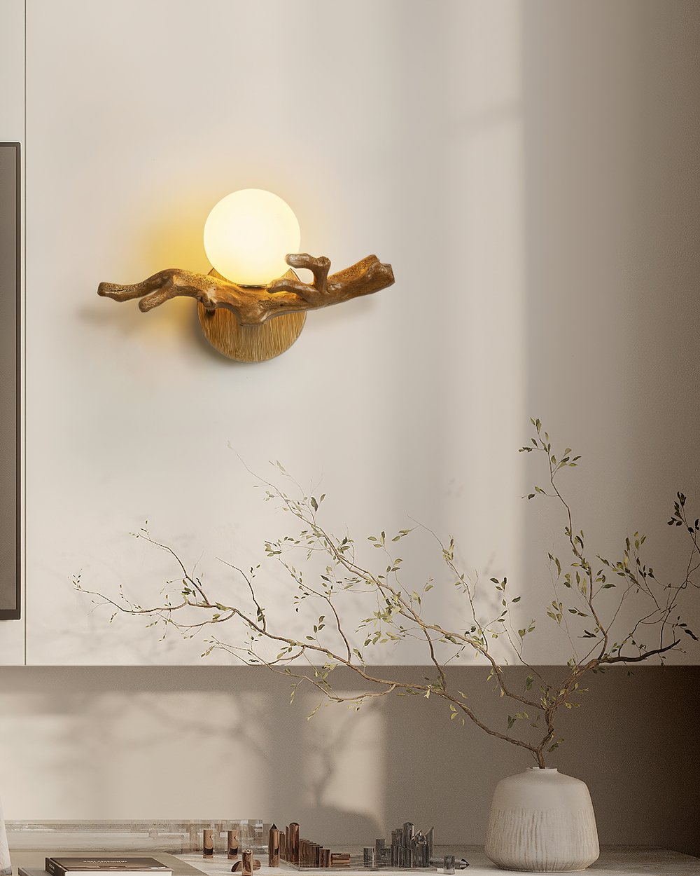 Tree Branch Wall Sconce | Rustic LED Wall Lamp for Bedroom & Living Room