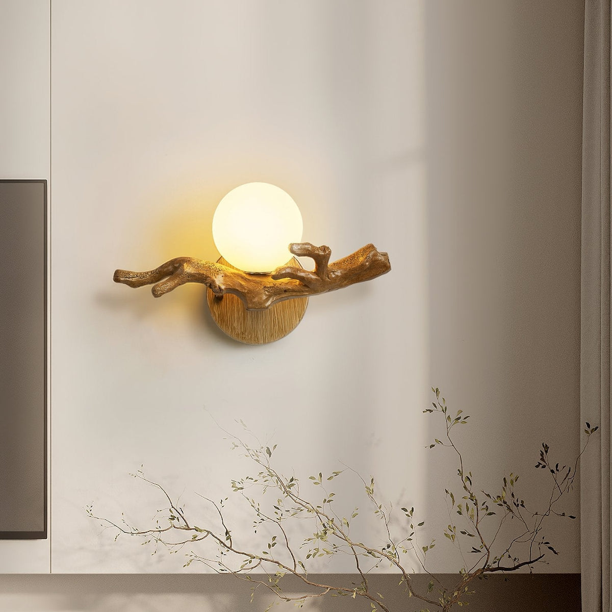Tree Branch Wall Sconce | Rustic LED Wall Lamp for Bedroom & Living Room
