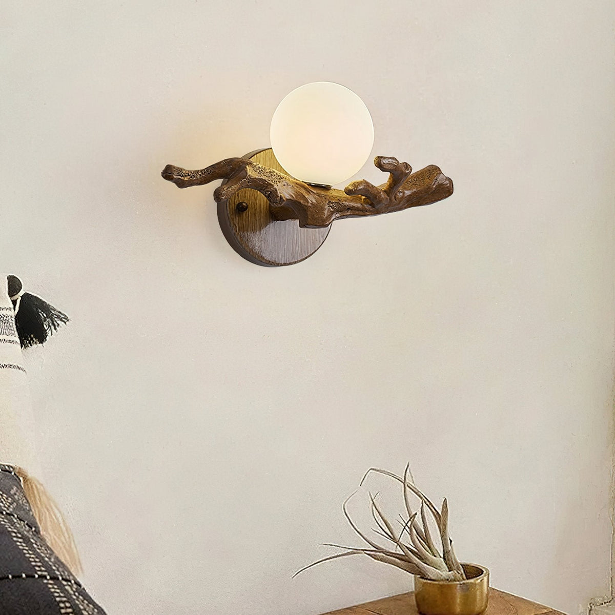Tree Branch Wall Sconce | Rustic LED Wall Lamp for Bedroom & Living Room