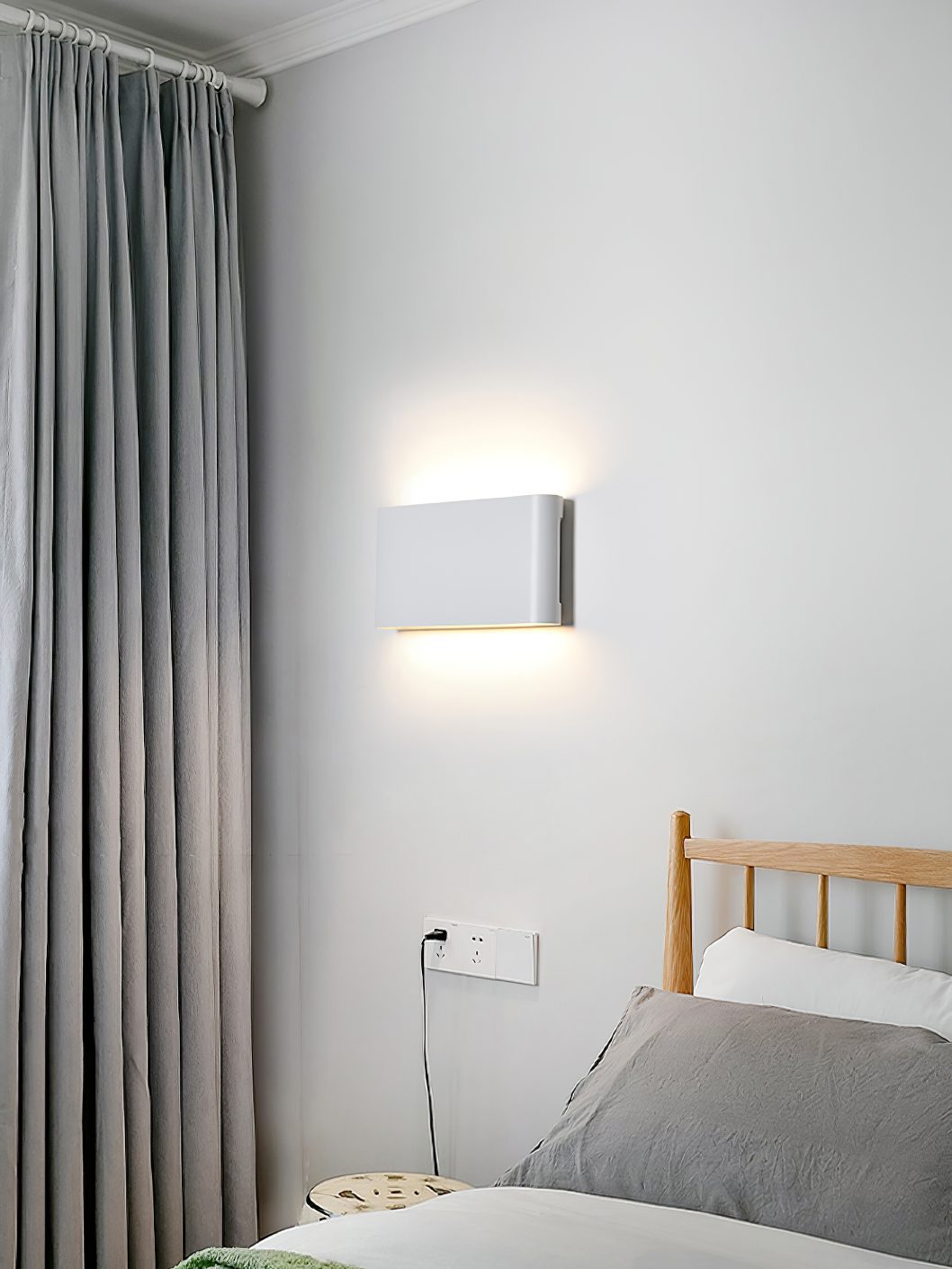 Modern LED Wall Sconce Minimalist Plaster Oval Light for Bedroom Living Room
