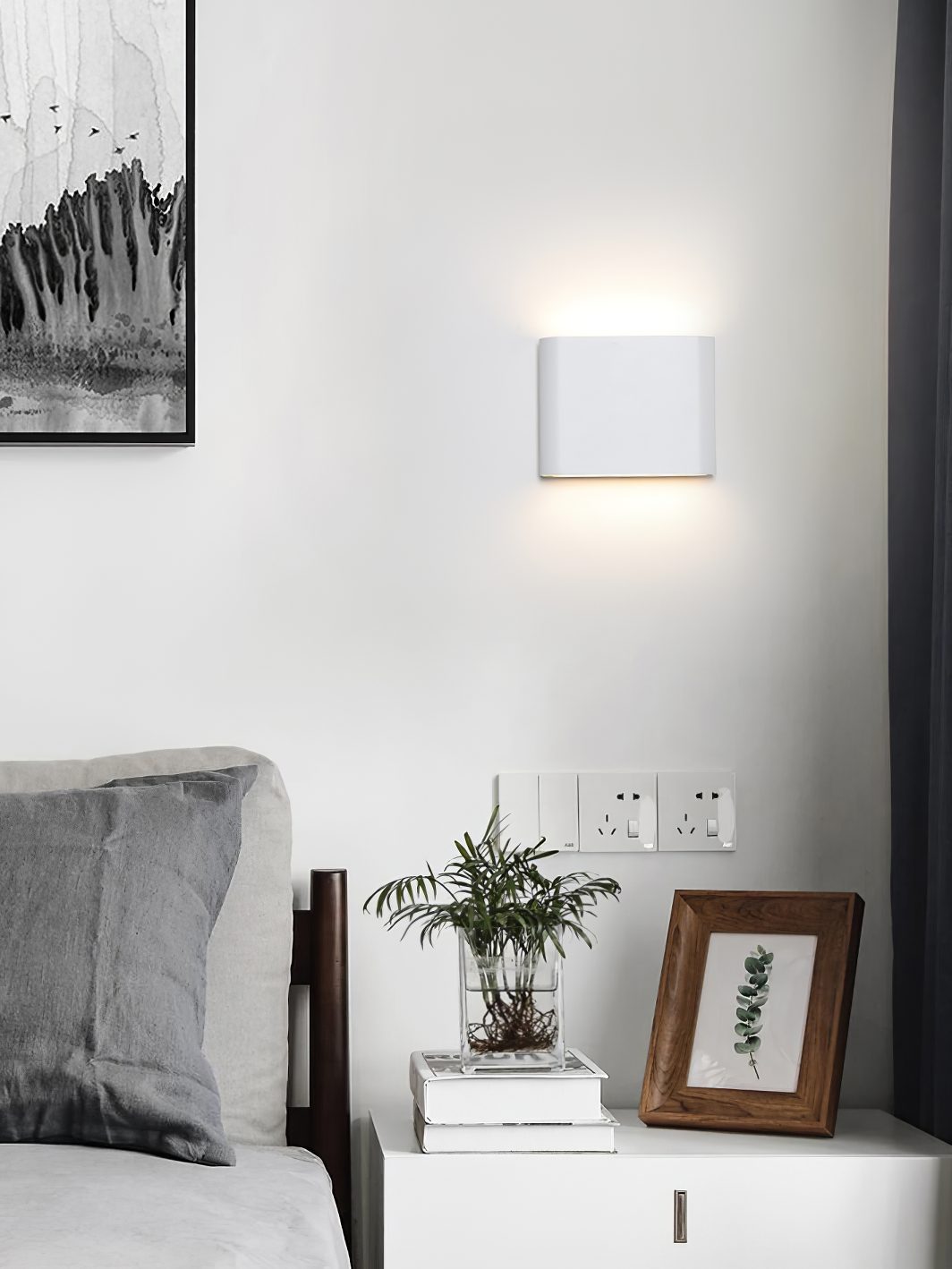 Modern LED Wall Sconce Minimalist Plaster Oval Light for Bedroom Living Room